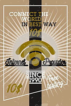 Color vintage internet provider banner