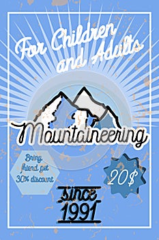 Color vintage mountaineering poster