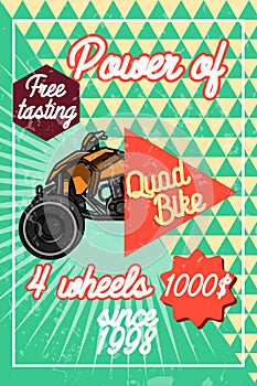 Color vintage quad bike poster