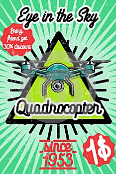 Color vintage Quadrocopter poster