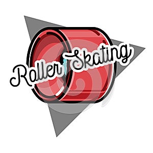 Color vintage roller Skates emblem