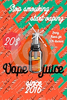 Color vintage vape, e-cigarette poster