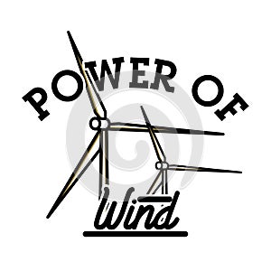 Color vintage wind power emblem