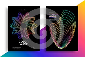 Color wave lines flyer design. Music waveform