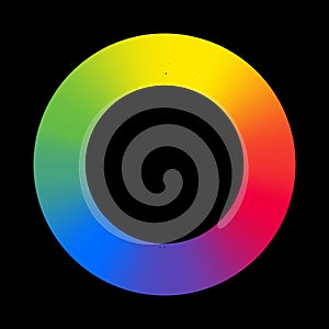 Color wheel circle spectrum isolated on black background