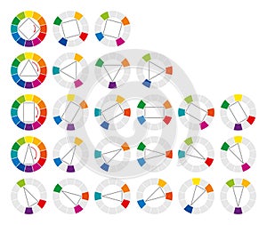 Color wheel and geometric forms combinations