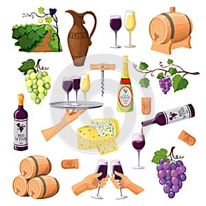 Color Wine Icons Set On White Background