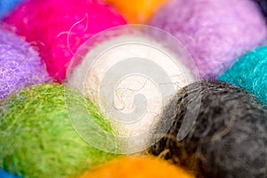 Color wool background - balls of synthetic wool yarn