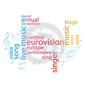 Color word collage - eurovision song contest - vector