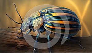 Colorado beetle close-up, Leptinotarsa decemlineata. AI generated