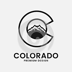 colorado c logo design inspiration with mountain illustration