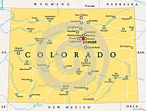 Colorado, CO, political map, US state, nicknamed The Centennial State photo