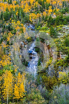 Colorado Fall Colors High Mountain water cascade