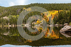 Colorado fall season at Bear Lake in Rocky Mountain National Park