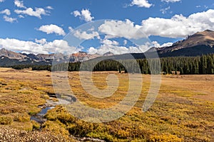 Colorado fall season mountain landscape with changing colors