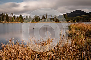 Colorado fall season at Sprague Lake in Rocky Mountain National Park