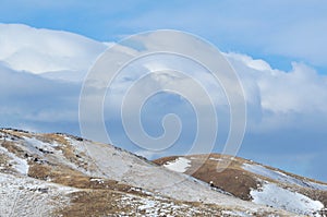 Colorado foothills landscape with light snow