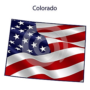 Colorado full of American flag waving in the wind