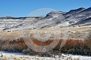 Colorado landscape in snowy foothills