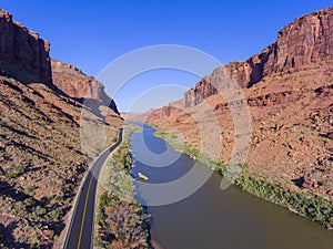 Colorado River aerial view, Moab, Utah, USA