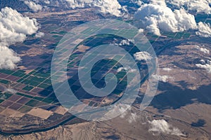 Colorado River and Arizona farms aerial view