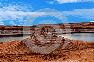 The Colorado river banks on the cool evening at dusk, The Chains, Page, Arizona, USA