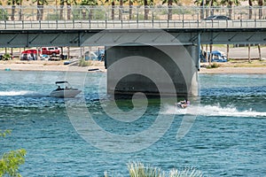Laughlin, Nevada and the Colorado River under the bridge photo
