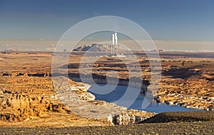 Colorado River and Coal-Fired Navajo Power Plant near Page Arizona