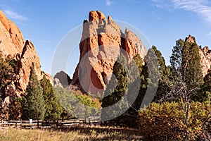 Colorado Scenic Beauty - Red Rock Formations at The Garden Of The Gods in Colorado Springs