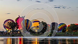 Colorado Springs Balloon Classic 2021 in Memorial Park and Prospect Lake. Night Glow