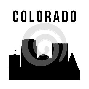 Colorado Springs city skyline simple silhouette.