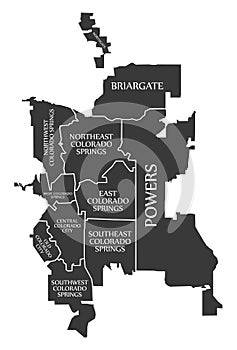 Colorado Springs CO city map USA labelled black illustration