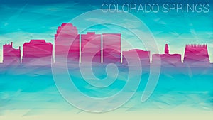 Colorado Springs Skyline City Vector Silhouette. Broken Glass Abstract Geometric Dynamic Textured. Banner Background. Colorful Sha