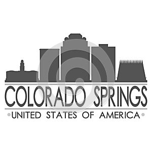 Colorado Springs USA Skyline Silhouette Design City Vector Art Famous Buildings.