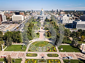 Colorado State Capitol building in Denver aerial