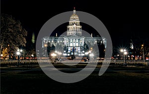 Colorado State Capitol by night in Denver, United States
