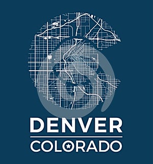 Colorado t-shirt graphic design with denver city map.