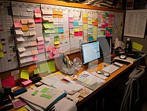 Colorcoded taskboard with deadlines and team responsibilities