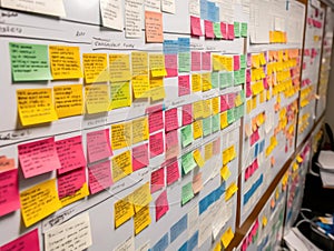 Colorcoded taskboard with deadlines and team responsibilities