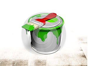 Colore paint can on light background