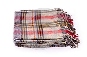 Colore winter wool scarf with pattern isolated on white.