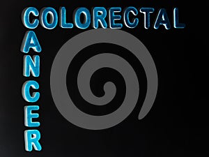 colorectal cancer disease name displayed on illustrations background