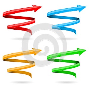 Colored 3d arrows. Spiral web icons