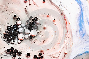 Colored abstract background.Ink Bubbles In Water. Abstract colorful paint.