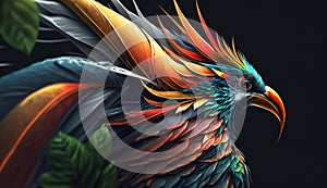 Colored abstract bird of paradise. Generative AI