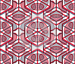 Colored abstract interweave geometric seamless pattern, EPS10. B