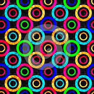 Colored abstract psychedelic geometric circles seamless pattern vector illustration
