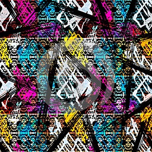 Colored abstract seamless pattern in graffiti style. Quality vector illustration for your design