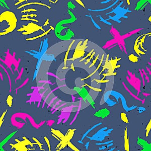 Colored abstract seamless pattern in graffiti style. Quality vector illustration for your design