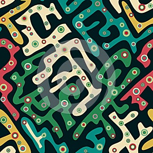 Colored abstract seamless pattern in graffiti style. Quality vector illustration for your design